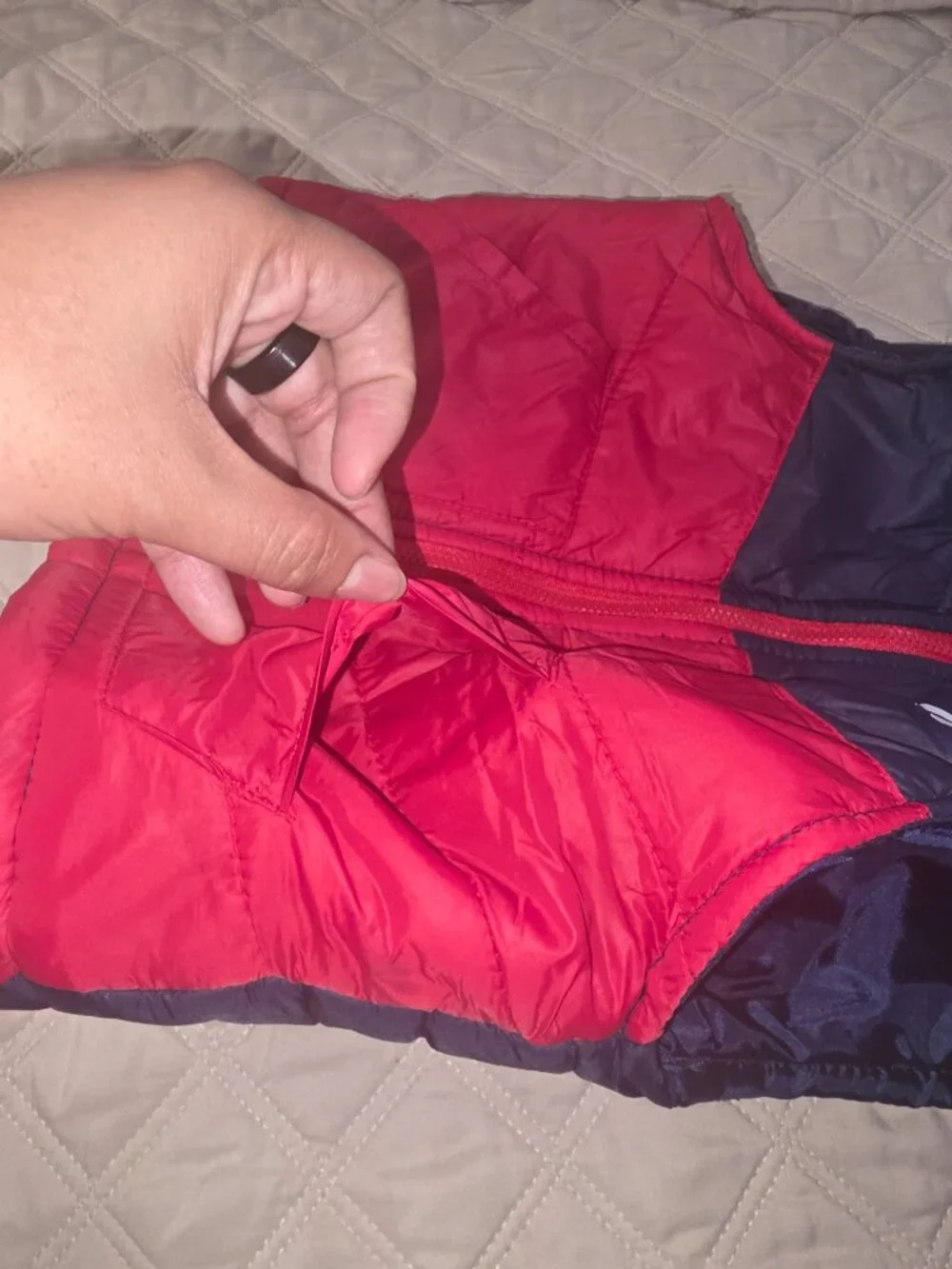 Reebok Toddler 2T 24M Puffer Vest & Fleece Jogger Set Red Blue Gray